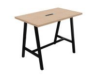 Tisch mit elektrifizierter Synergy High L 140 x T 80 x H 107 cm schwarzem Metallfuß