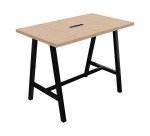 Hoge tafel Synergy met verzonken elektrische unit L 140 x D 80 x H 107 cm zwart metalen voetstuk