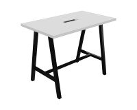 Table haute Synergy électrifiée L 140 x P 80 x H 107 cm pied métal noir