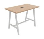 Table haute Energy électrifiée L 140 x P 80 x H 107 cm pied métal blanc