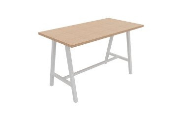 Hoge tafel Synergy L 180 x D 90 x H 107 cm wit metalen onderstel