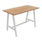 Hoge tafel Synergy L 160 x P 80 x H 107 cm wit metalen voetstuk