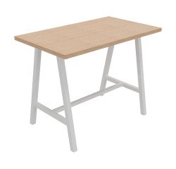 High table Synergy L 140 x W 80 x H 107 cm white metal base