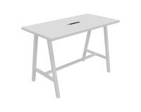 Table haute Synergy électrifiée L 160 x P 80 x H 107 cm pied métal blanc