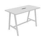 Table haute Energy électrifiée L 160 x P 80 x H 107 cm pied métal blanc