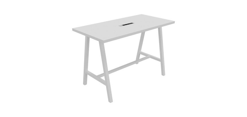 Table haute Energy électrifiée L 160 x P 80 x H 107 cm pied métal blanc