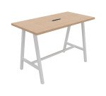 Table haute Energy électrifiée L 160 x P 80 x H 107 cm pied métal blanc