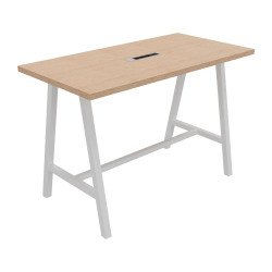 Table haute Energy électrifiée L 160 x P 80 x H 107 cm pied métal blanc