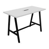 Hoge tafel Synergy met verzonken elektrische unit L 160 x D 80 x H 107 cm zwart metalen poot.
