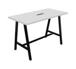 Hoge tafel Synergy met verzonken elektrische unit L 160 x D 80 x H 107 cm zwart metalen poot.