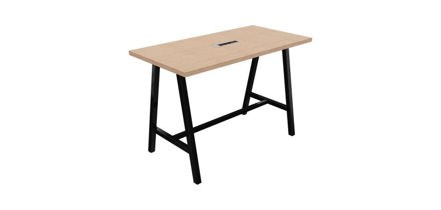 Table haute Synergy électrifiée L 160 x P 80 x H 107 cm pied métal noir
