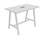 High Synergy electrified table L 140 x W 80 x H 107 cm white metal foot
