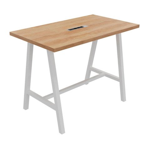 Table haute Synergy H 107 cm avec bloc électrique encastré 3 prises AC + 1 USB-A +1 USB-C