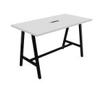 Hoge tafel Synergy met verzonken elektrische unit L 180 x D 90 x H 107 cm zwarte metalen voet