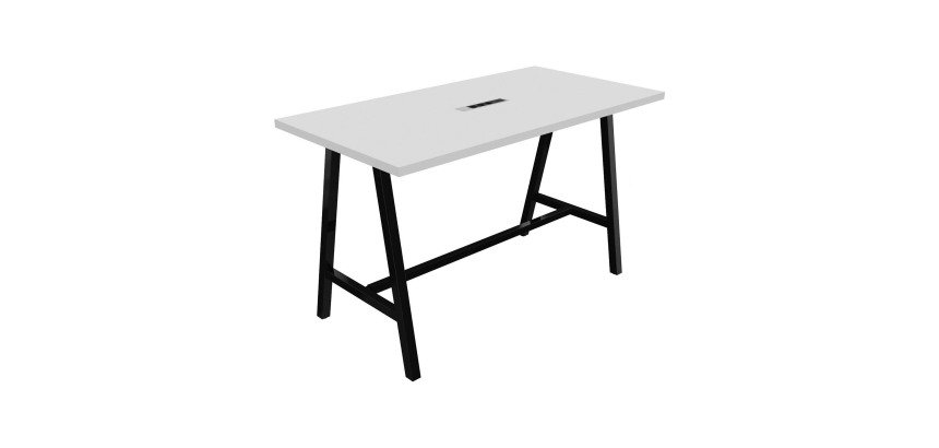 Hoge tafel Synergy met verzonken elektrische unit L 180 x D 90 x H 107 cm zwarte metalen voet