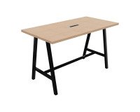 Hoher Synergy-Esstisch mit Elektrifizierung B 180 x T 90 x H 107 cm schwarzes Metallfuß