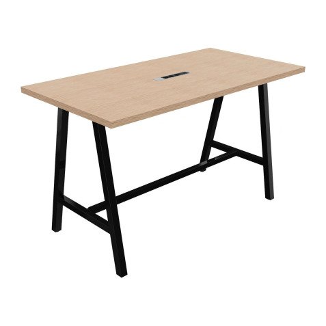 Table haute Synergy H 107 cm avec bloc électrique encastré 3 prises AC + 1 USB-A +1 USB-C