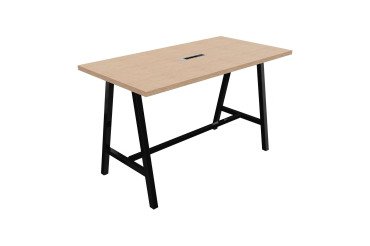 Table haute Synergy H 107 cm avec bloc électrique encastré 3 prises AC + 1 USB-A +1 USB-C