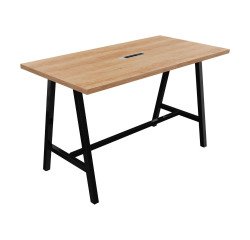 Table haute Synergy H 107 cm avec bloc électrique encastré 3 prises AC + 1 USB-A +1 USB-C