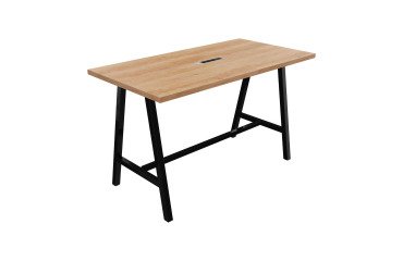 Table haute Synergy H 107 cm avec bloc électrique encastré 3 prises AC + 1 USB-A +1 USB-C