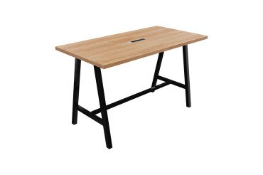 Table haute Synergy H 107 cm avec bloc électrique encastré 3 prises AC + 1 USB-A +1 USB-C