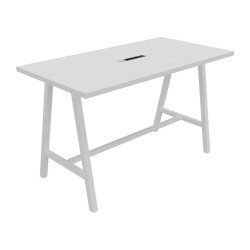 Table haute Synergy H 107 cm avec bloc électrique encastré 3 prises AC + 1 USB-A +1 USB-C