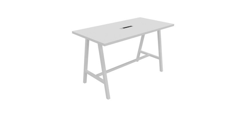 Tisch High Synergy elektrifiziert B 180 x T 90 x H 107 cm Metallfuß weiß
