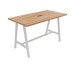 Table haute Energy électrifiée L 180 x P 90 x H 107 cm pied métal blanc