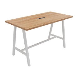 Table haute Synergy H 107 cm avec bloc électrique encastré 3 prises AC + 1 USB-A +1 USB-C