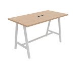 Table haute Energy électrifiée L 180 x P 90 x H 107 cm pied métal blanc