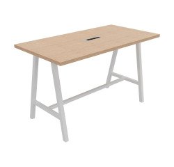 Tisch High Synergy elektrifiziert B 180 x T 90 x H 107 cm Metallfuß weiß