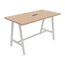 Table haute Energy électrifiée L 180 x P 90 x H 107 cm pied métal blanc