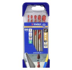 Koffer 5 boren 2-in-1 tegels Tivoly Technic Ø 4 tot 10 mm