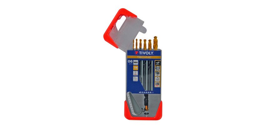 Tivoly • Set van 6 Technic HSS Steam Tin metaalboren in een doos met ø 2-3-4-5-6-8 mm