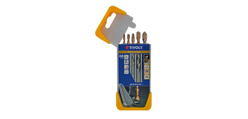 Set of 5 graduated concrete drills Tivoly Technic Ø 4 to 10 mm