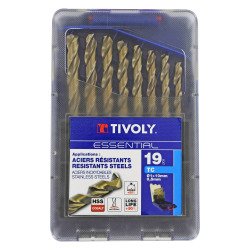 Forets métaux HSS-E5 Cobalt 5 % Tivoly Technic Ø 1 à 10 mm - Coffret de 19 pièces