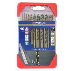 Forets métal HSS-E5 Cobalt 5 % Tivoly Technic Ø 1 à 10 mm, gradués SLR - Coffret de 10 pièces