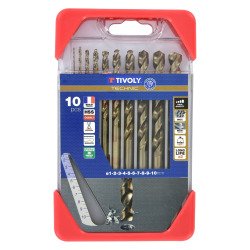 Forets métal HSS-E5 Cobalt 5 % Tivoly Technic Ø 1 à 10 mm, gradués SLR - Coffret de 10 pièces