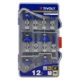 Fraises de défonceuse formes assorties, Tivoly Technic, queue Ø 8 mm - Coffret de 12