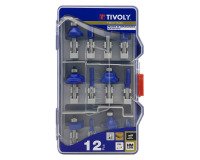 Tivoly • Set van 12 frezen met vorm voor houtfrees • wolfraam lemmet • schacht diameter 8 mm
