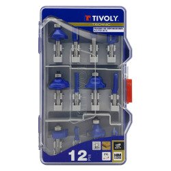Fraises de défonceuse formes assorties, Tivoly Technic, queue Ø 8 mm - Coffret de 12