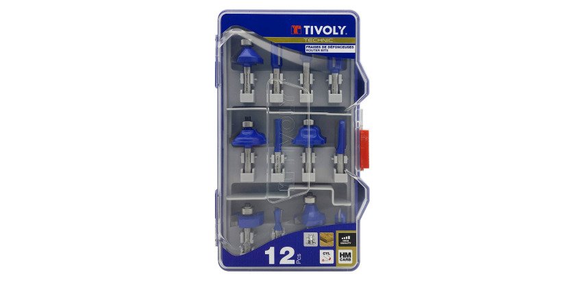 Router bits assorted shapes, Tivoly Technic, shank Ø 8 mm - Set of 12