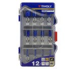 Fraises de défonceuse à rainurer Tivoly Technic Ø 5 à 25 mm, lame carbure, queue Ø 8 mm - Coffret de 12