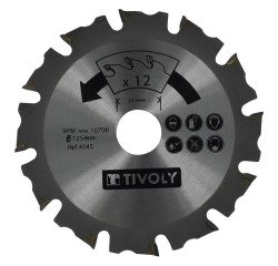 Sägeblatt Hartmetall für Tivoly-Winkelschleifer Ø125 mm - Bohrung 22,22 mm - 12 Zähne