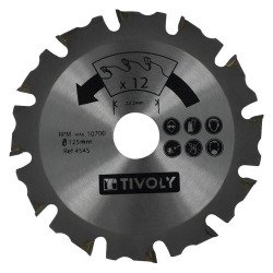 Carbide saw blade for Tivoly grinder Ø125 mm - Bore 22.22 mm - 12 Teeth