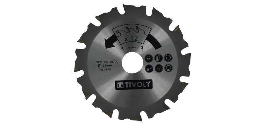 Lame de scie Carbure pour meuleuse Tivoly Ø125 mm – Alésage 22,22 mm – 12 Dents