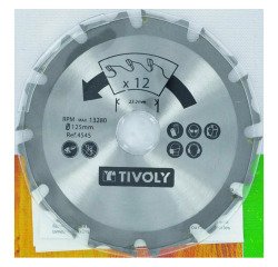 Lame de scie Carbure pour meuleuse Tivoly Ø125 mm – Alésage 22,22 mm – 12 Dents
