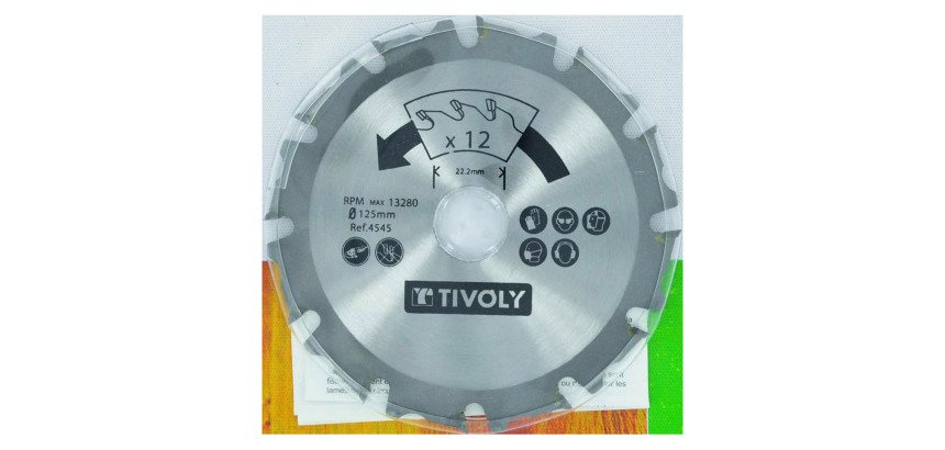 Lame de scie Carbure pour meuleuse Tivoly Ø125 mm – Alésage 22,22 mm – 12 Dents