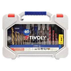 Mallette pour le perçage multi-matériaux et le vissage Tivoly Technic, 60 pièces