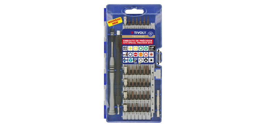 Embouts de vissage de précision et accessoires Tivoly technic - Coffret de 60 Pièces